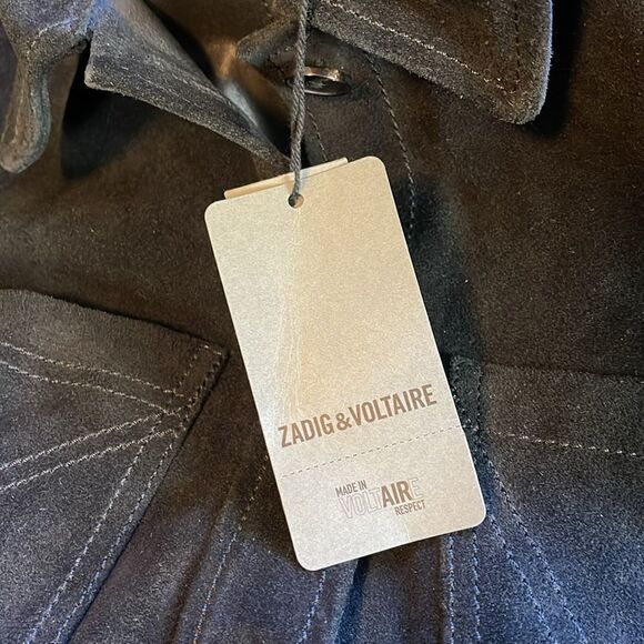 ZADIG & VOLTAIRE Toi Daim Suede Leather Shirt Jacket in BLACK NWT medium - Picture 7 of 9